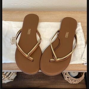 TKEES Brown Sandals with Gold Straps